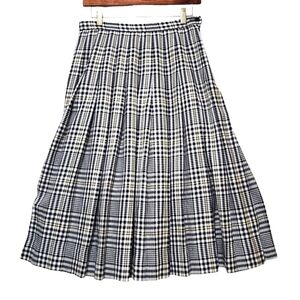 Pendleton Plaid Pleated Skirt Midi Silk Flax Blend Vintage Size 10 Peek Lace